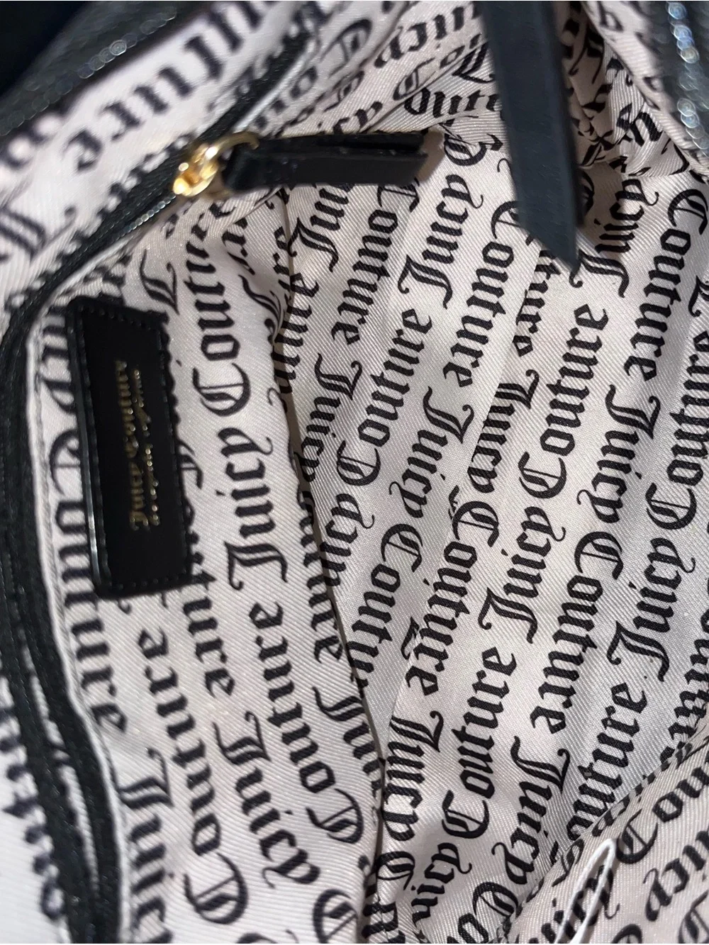 Juicy Couture Black & White Logo Satchel with Red Heart Accent & Wallet